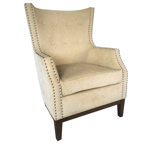 Seville Upholstered Ivory Wing Chair With Nailhead Trim Cvfzr5016 Comstrom