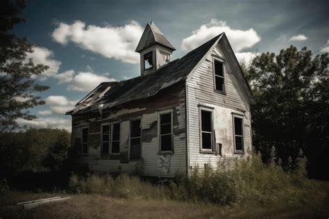 Premium Ai Image Haunted Abandoned Schoolhouse With Broken Windows