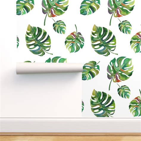 Peel And Stick Removable Wallpaper Palm Leaves Tropical Summer Plant