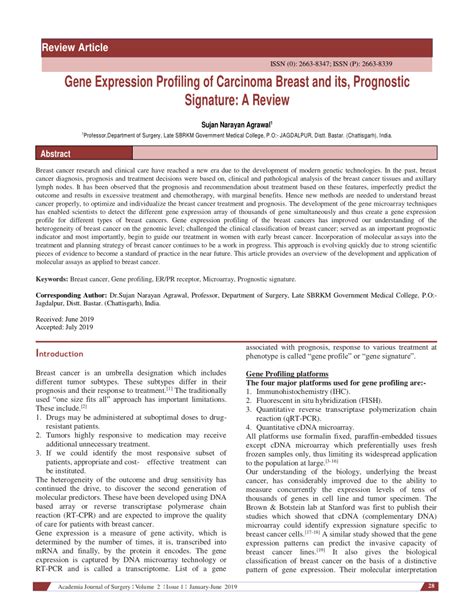 (PDF) Gene Expression Profiling of Carcinoma Breast and its, Prognostic ...