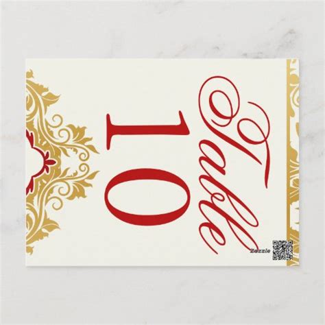 Golden Flourishes Wedding Table Numbers Postcards Zazzle