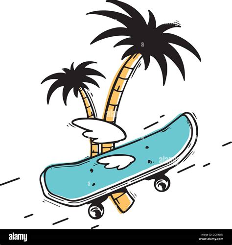 Skateboard With The Wings And Palm Tree Stock Vector Image And Art Alamy