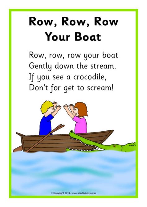 Row Row Row Your Boat Song Sheet SB10945 SparkleBox