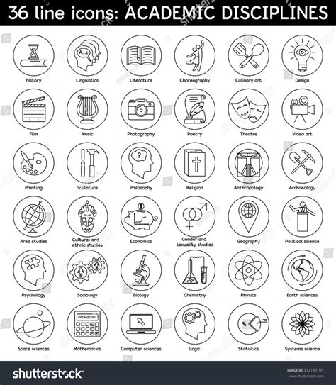 Set Academic Disciplines Icons Vector Eps8 Stock Vector Royalty Free