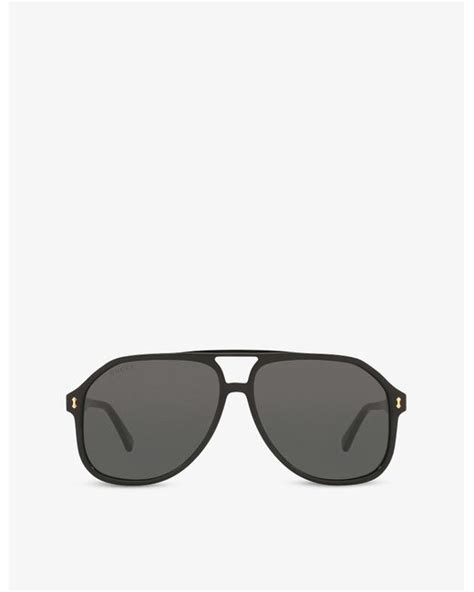 Gucci Gg1042s Acetate Aviator Sunglasses In Black Lyst Australia