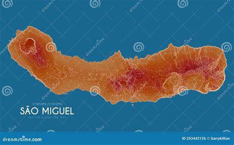Topographic Map Of Sao Miguel Azores Islands Portugal Vector Detailed Elevation Map Of Island