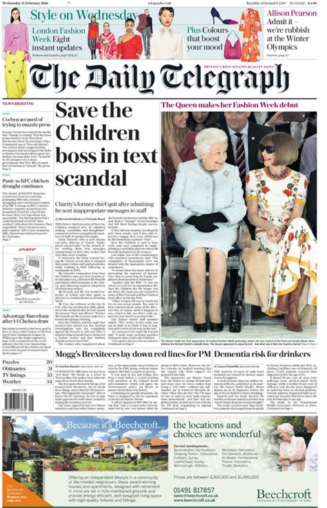 Newspaper Headlines Charity Sex Claims And Queen Of Fashion Bbc News