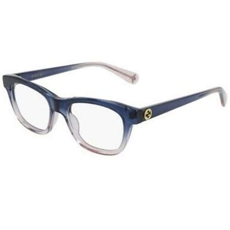 Gucci Women Rectangular Eyeglasses Gg0372o 007 In Blue Gradient Frame