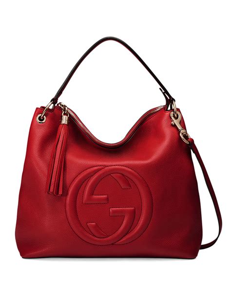 Gucci Soho Large Leather Hobo Bag Red