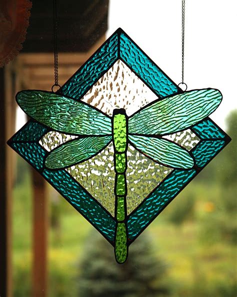 Dragonfly Stained Glass Mosaic Stained Stained Glass Ornaments Stained Glass Suncatchers