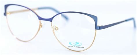 Linea Roma Azalea C1 Blue Gold Cat Eye Womens Eyeglasses 54 16 140