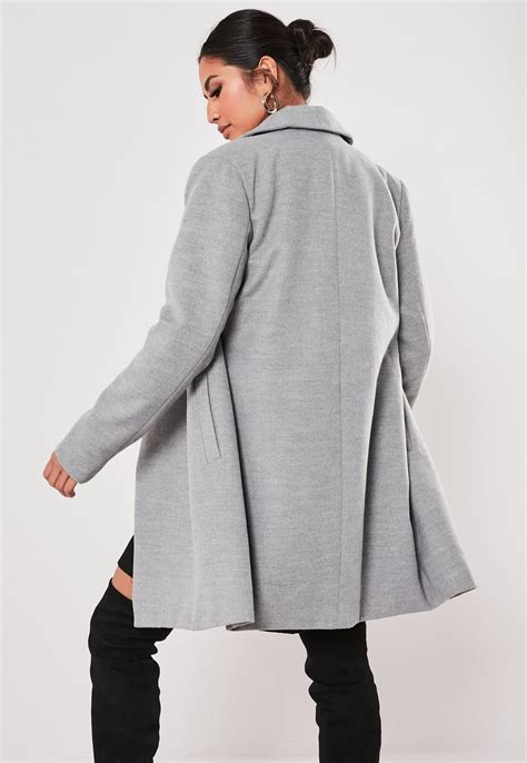 Grey Extreme Wrap Single Breasted Coat Missguided