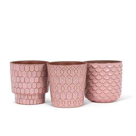 4 Pink Textured Glazed Pots Flowers Talk Tivoli