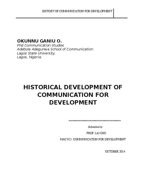 HISTORY OF DEVELOPMENT COMMUNICATION | Communication studies, Communication, Political economy