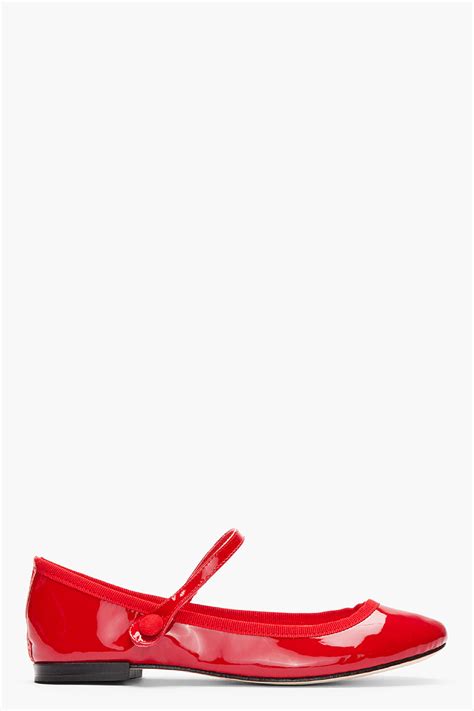 Lyst Repetto Red Lio Patent Mary Jane Flats In Red