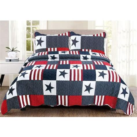 Red White And Blue American Flag Stars And Stripes Patriotic Twin Quilt 2
