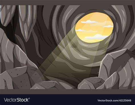 Inside Cave Landscape In Cartoon Style Royalty Free Vector