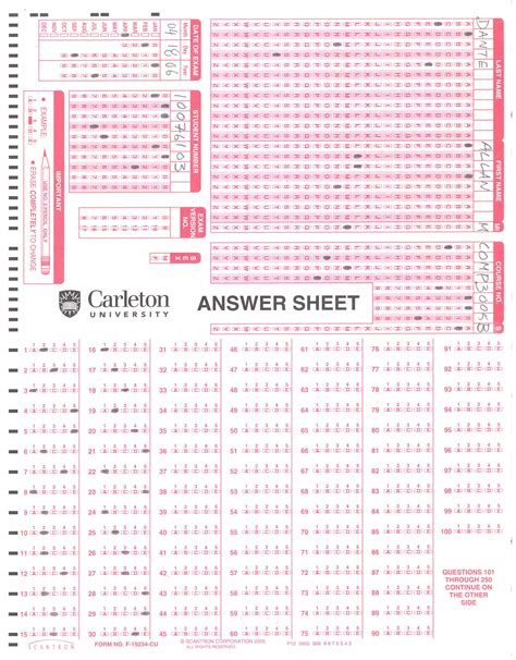 Generic Printable Bubble Answer Sheets Home