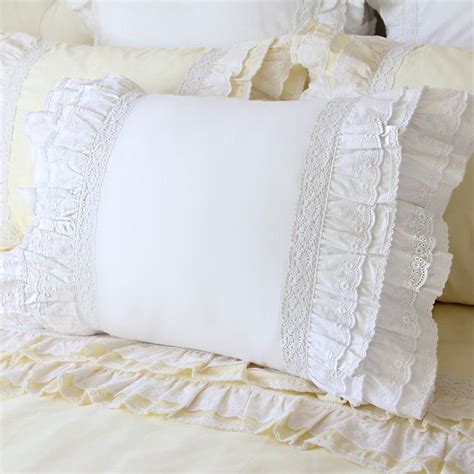 ruffle cotton eyelet lace pillow sham pillowcase victorian etsy cottage shabby federa shabby
