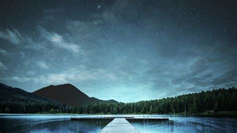 Jetty Wallpaper 4k Lake Night Sky Landscape 5k 8k Nature 5706