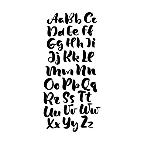 Hand Lettering Alphabet Design Handwritten Brush Script Modern Calligraphy Cursive Black And