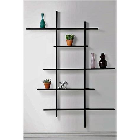 4975 In X 6 In Black Deluxe 5 Shelf Tall Floating 763 05 The Home