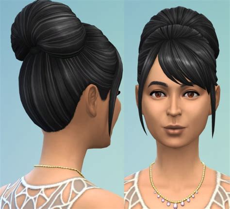 Mod The Sims High Bun With Bangs Hair Recolour By Simmiller Sims 4 Hairs