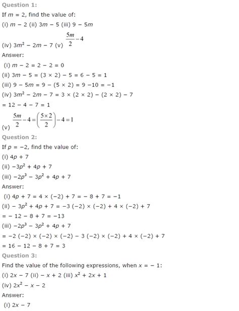 Find free maths worksheets organised by year level and topics. NCERT Solutions for Class 7th Maths Chapter 12 Algebraic Expressions Exercise 12.3
