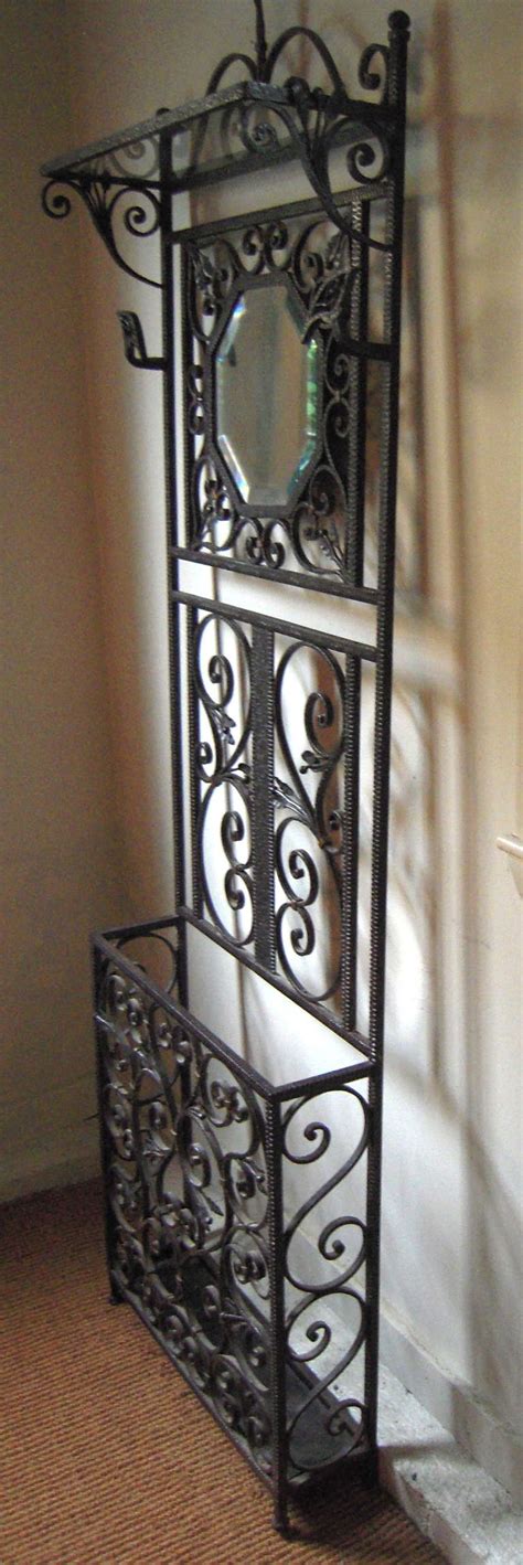Antique english bamboo hall tree with mirror art deco. Black Wrought Iron Mirrors | French Art Deco Period ...