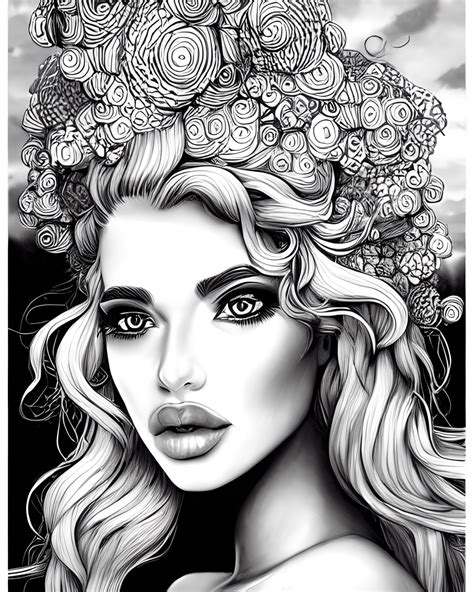 Beautiful Blonde Bombshell Coloring Page · Creative Fabrica