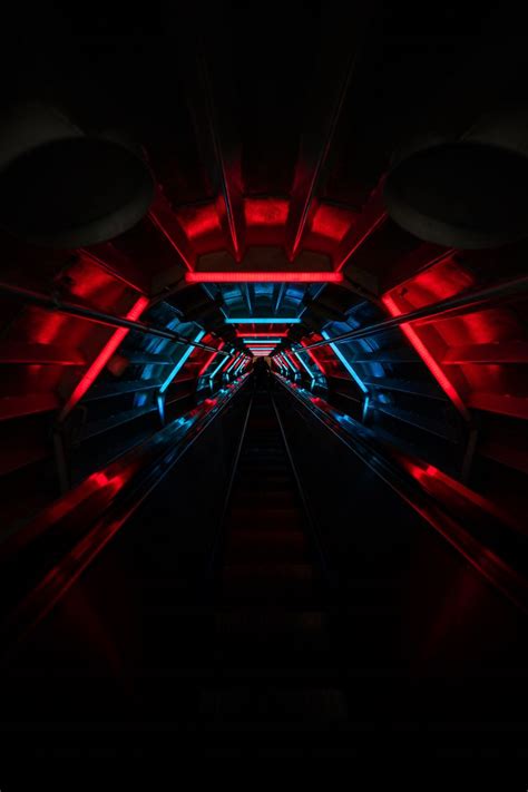 Download Wallpaper 800x1200 Tunnel Neon Glow Stairs