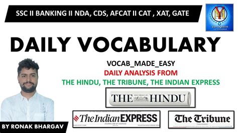 Vocab Session 1 Daily Vocab Series By Ronak Bhargav Newspaper Vocab