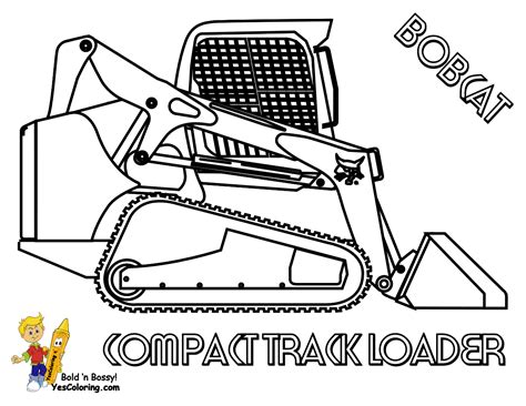 Coloring Pages Skid Steer Bobcat Drawing Cat Loader Tractor Printable