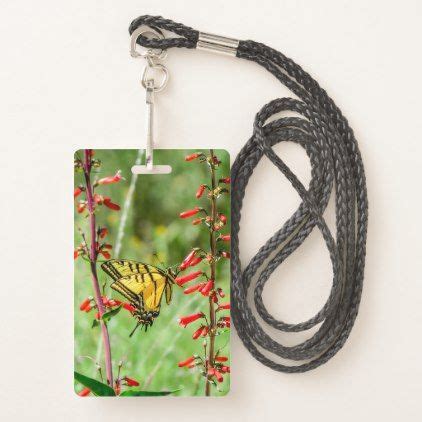 Flower Tiger Swallowtail Butterfly And Wildflowers Badge