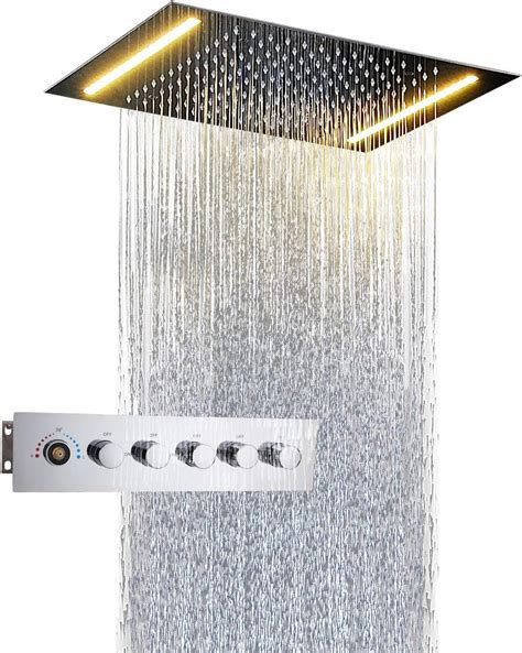 Hm Thermostatic Shower System With 24x31 LED Shower Head Handspray 6