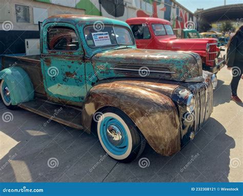 Old Rusty Pickup Truck Ford 1940s Utility Car Side View Expo Fierros