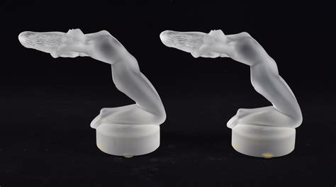 Lot Pair Of Lalique Chrysis Nude Figurines Frosted Crystal Marked Lalique France On Base