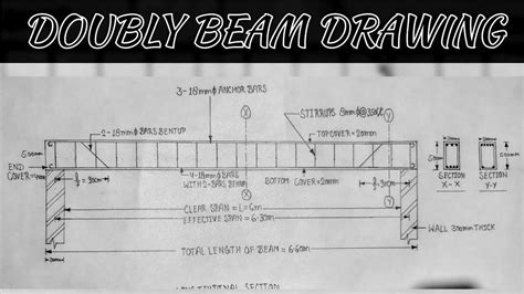 Doubly Rcc Beam Drawing L Section Cross Section Youtube