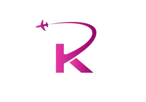 Letter K Travel Logo Design Concept With Flying Airplane Symbol