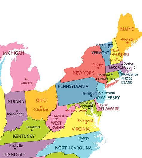 Usa Northeast Region Map With State Boundaries Gambaran