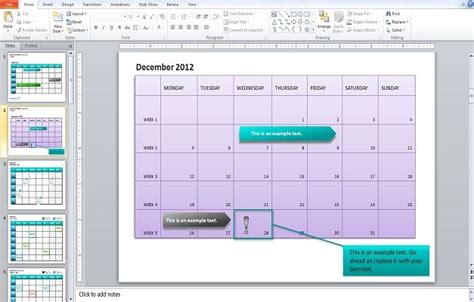 Create A Calendar In Powerpoint 2010 With Shapes And Tables