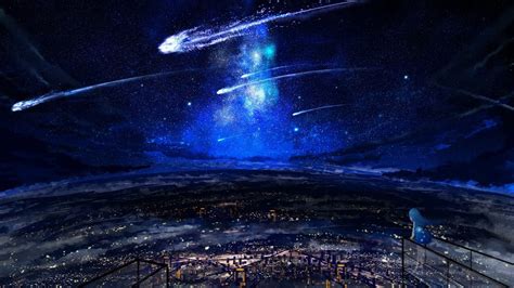 Night Sky Scenery Comet Anime 4k 116 Wallpaper