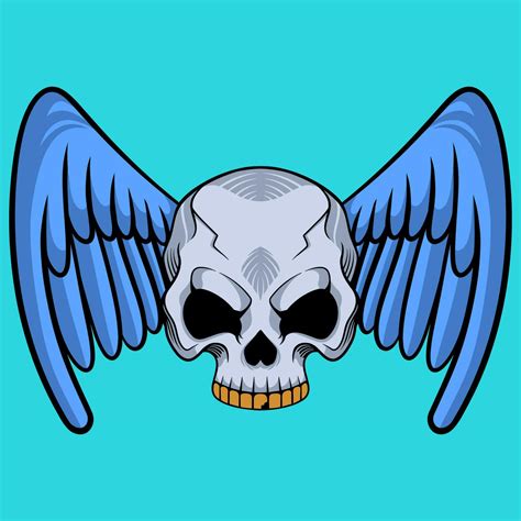 Vector Skull Wings Illustration Hand Drawn Logo Design 34951609 Vector
