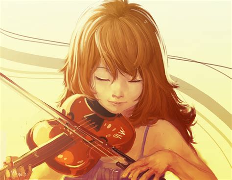 Wallpaper Illustration Anime Miyazono Kaori Violin Clothing