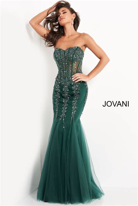 Jovani 5908 Silver Nude Sexy Mermaid Corset Prom Dress