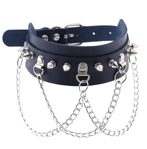 Gothic Punk Chain Rivets Wide Collar Choker Fashionsprout Leather
