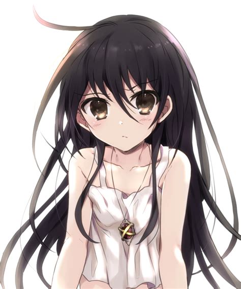 Safebooru 1girl Ahoge Alastor Shakugan No Shana Black Hair Brown Eyes Collarbone Flat Chest