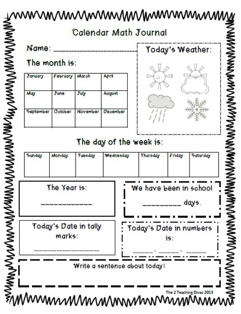 Morning Calendar Worksheet