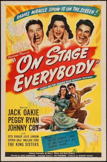 Find movies near you, view show times, watch movie trailers and buy movie tickets. On Stage Everybody (1945) Stars: Jack Oakie, Peggy Ryan ...