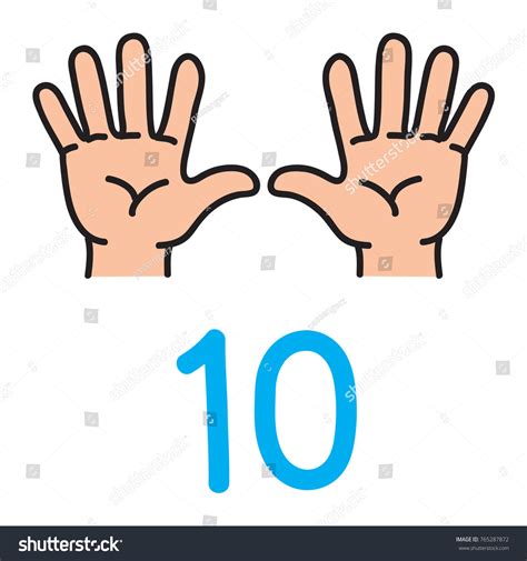 Stock Vektor „kids Hands Showing Number Ten By“ Bez Autorských